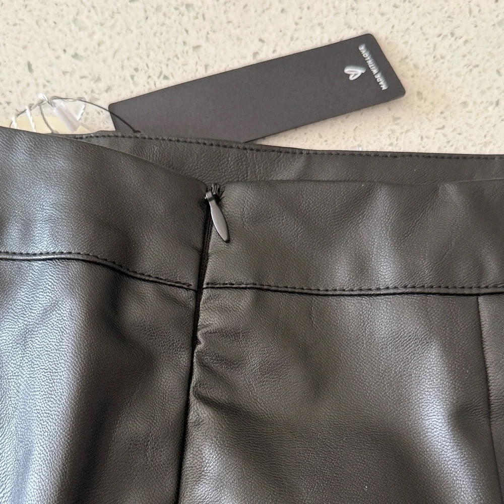 Lulu's Black Faux Leather Mini Skirt with Notch Detail - Picture 3 of 3